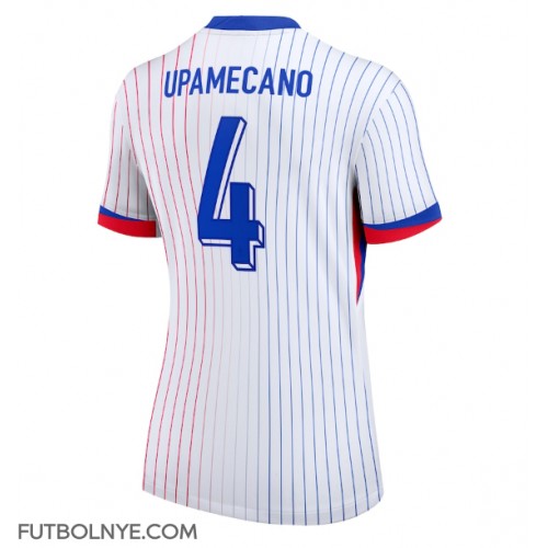 Camiseta Francia Dayot Upamecano #4 Visitante Equipación para mujer Eurocopa 2024 manga corta